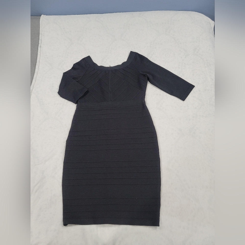 midi dress JS collections black fitted bodycon size 12. - Picture 2 of 15